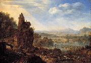 Herman Saftleven An Extensive Rhenish River Landscape oil painting